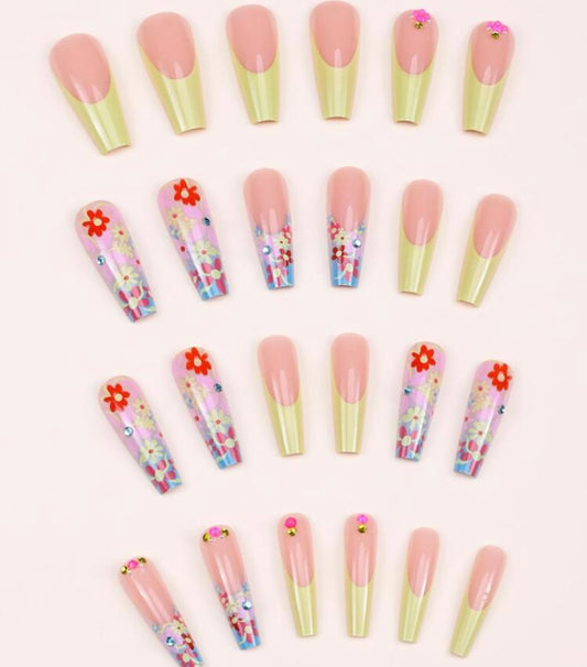 Floral French Press On Nails